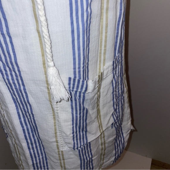 Skies Are Blue dress short sleeve  lace up White Blue Stripe cotton blend small - Picture 5 of 9
